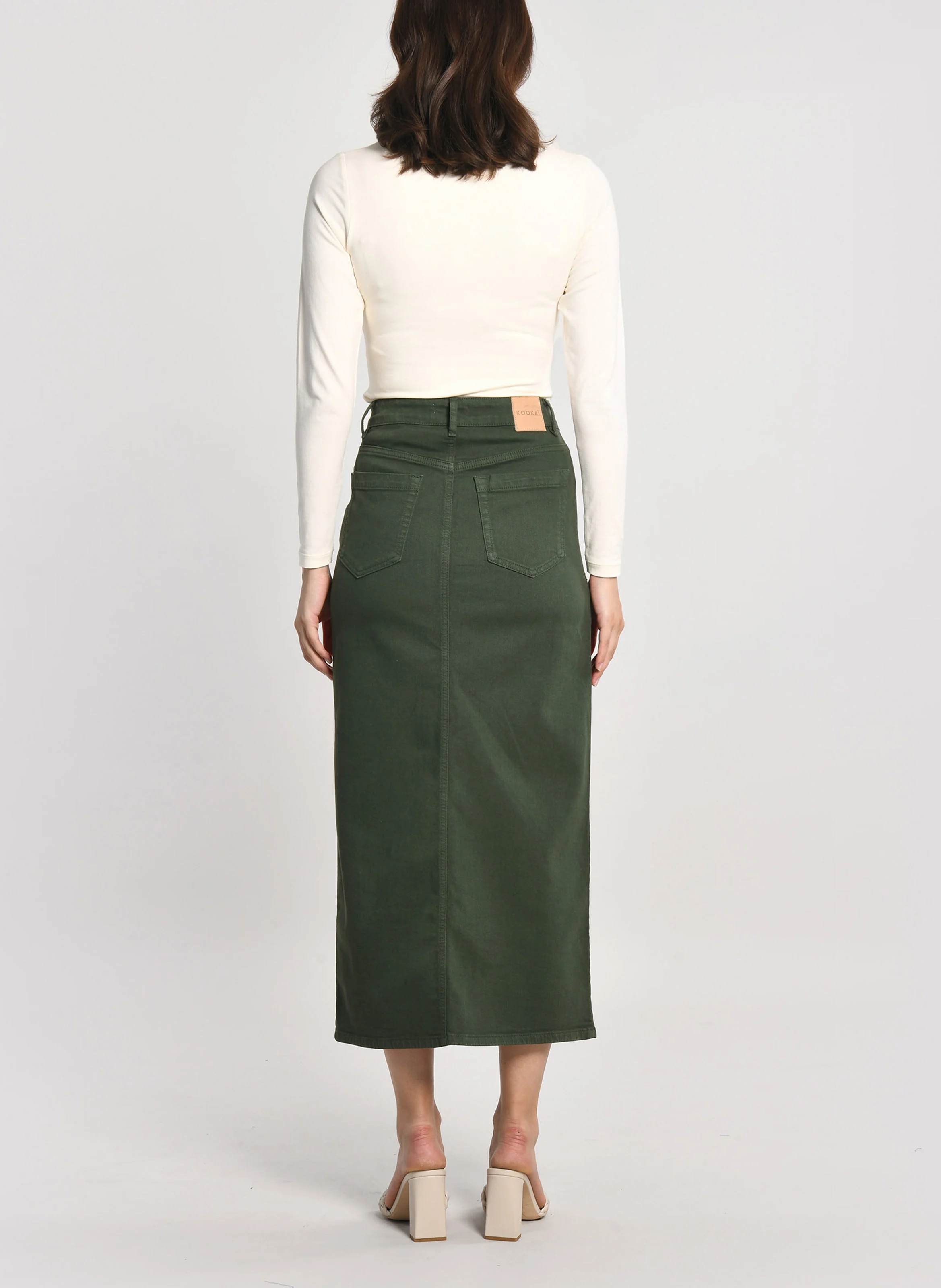 THADEE - Jupe midi en coton | Kaki