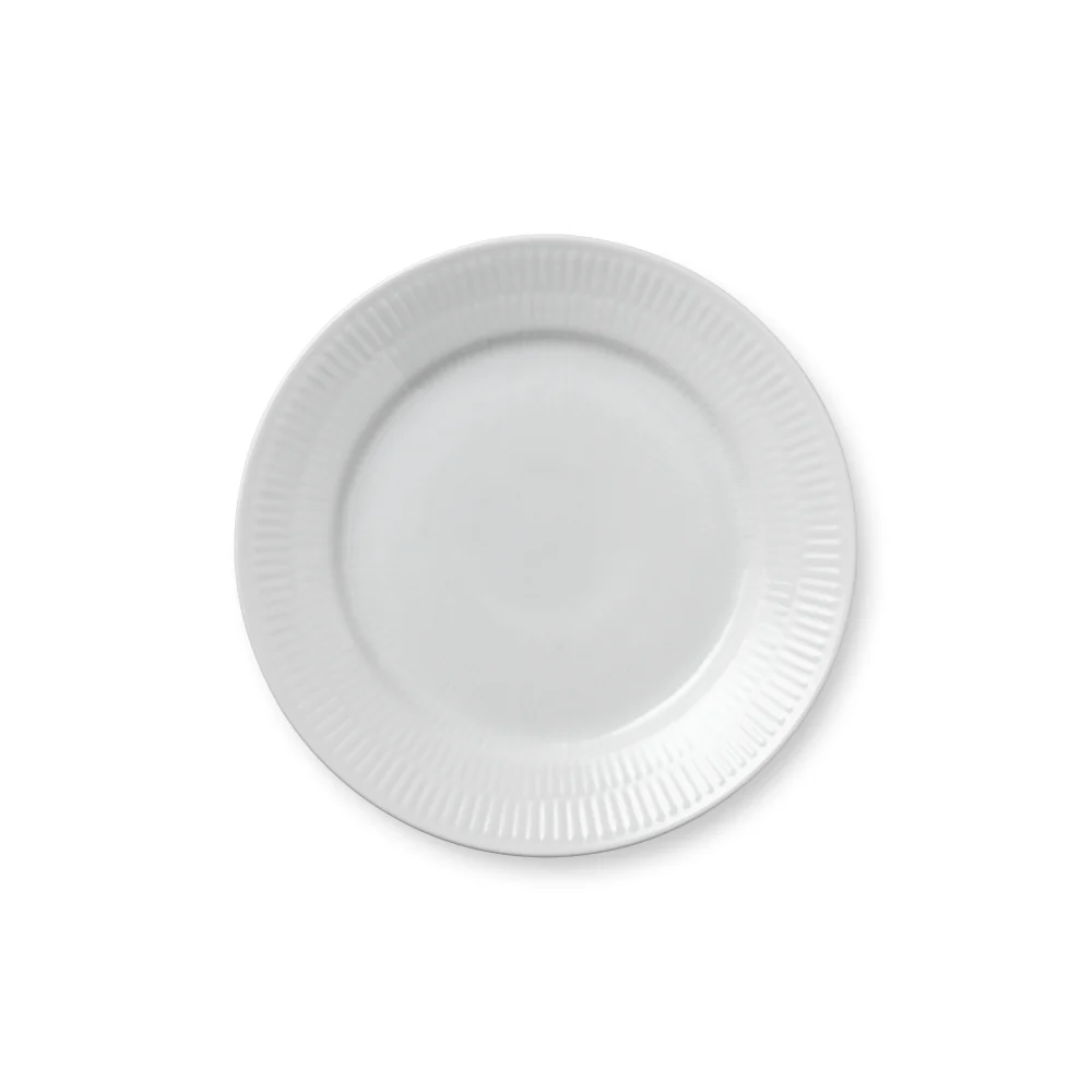 Royal Copenhagen  Hvid Riflet tallerken - 19 cm.
