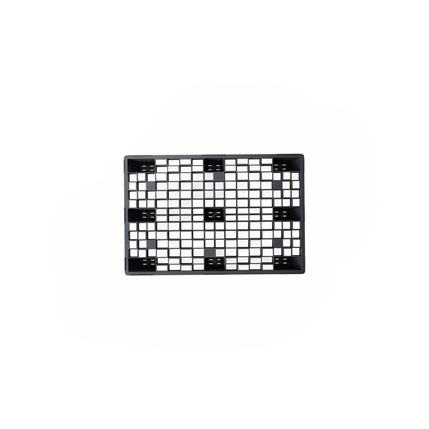 Kunststof pallet, Exportpallet circular, gerecycled HDPE, 120x100x14cm, zwart