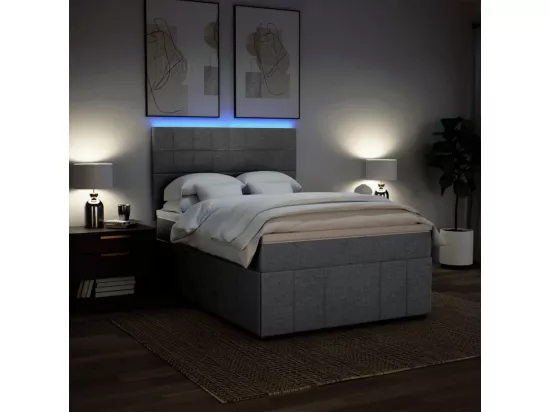 Sommier à lattes de lit avec matelas Gris clair 160x200cm Tissu