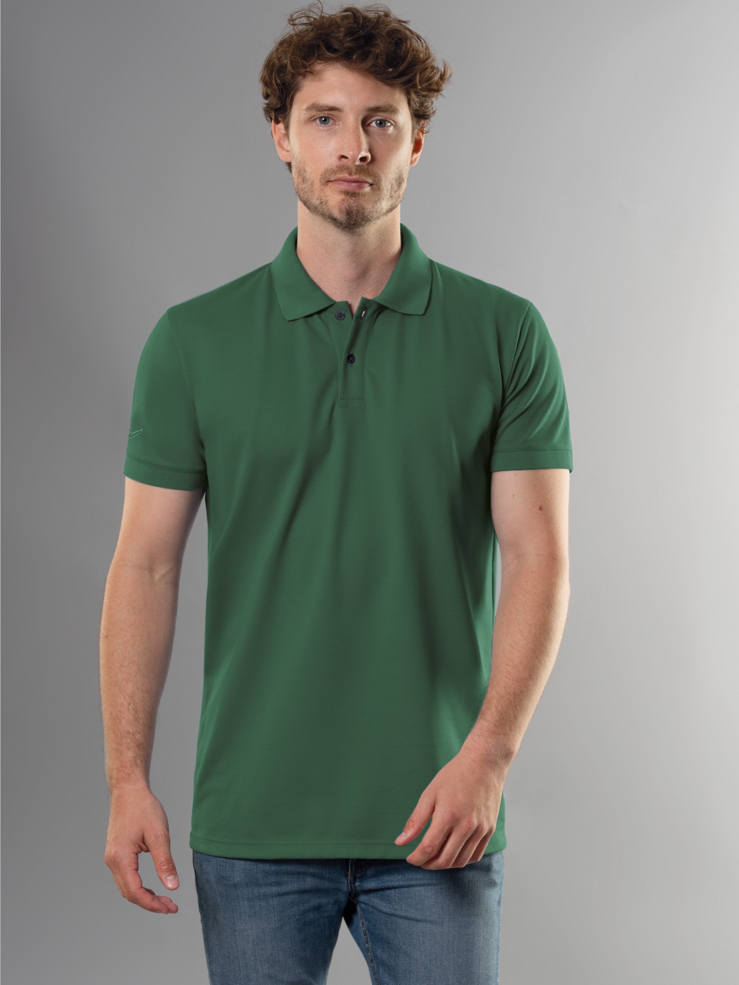 Slim Fit Poloshirt aus DELUXE-Piqué Efeu