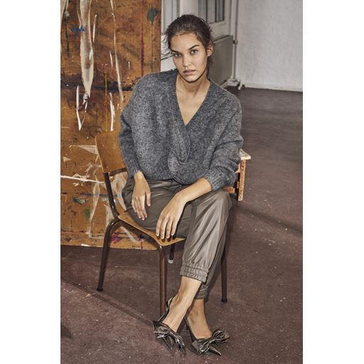 Co'Couture CozyCC Twist Back Striktrøje, Grey Melange, M