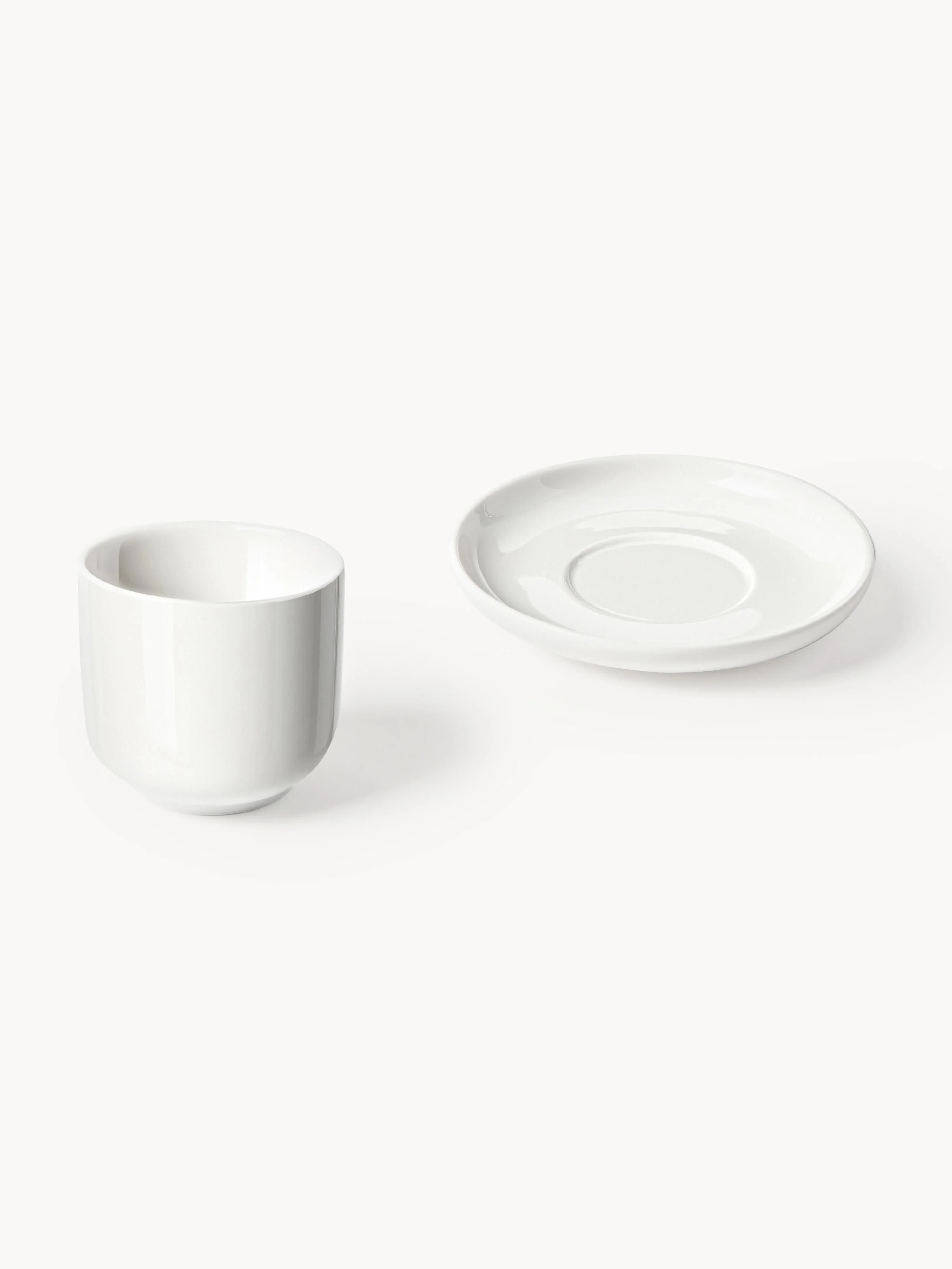Porseleinen espressokopjes Nessa met schotels, 4 stuks