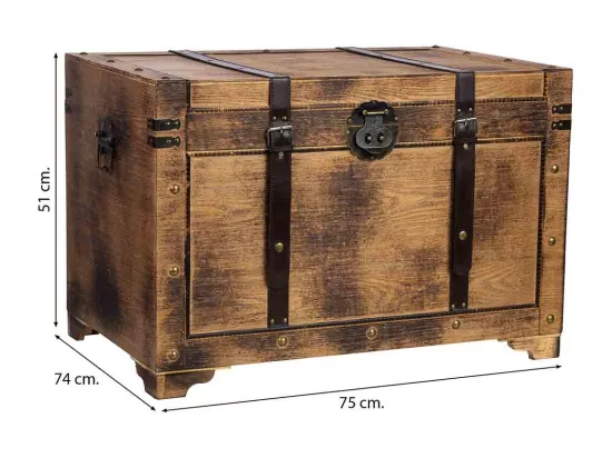 Coffre en bois marron 75x74x51