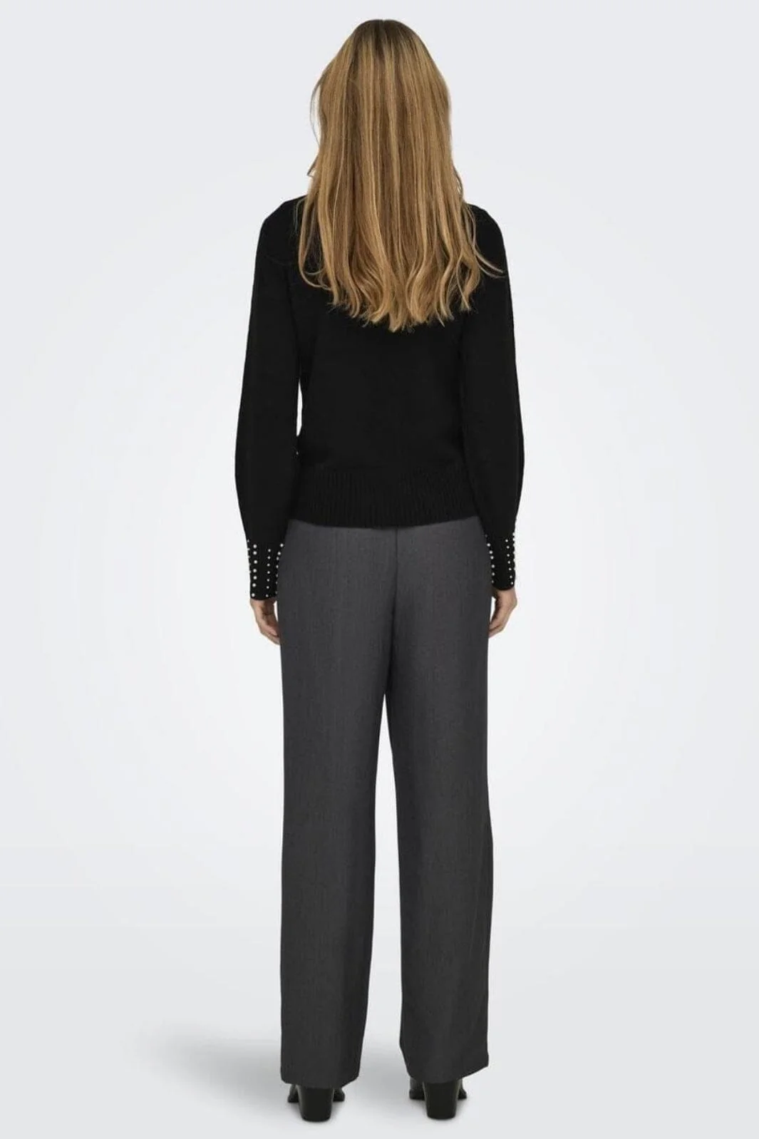 JDY Jdyrue Life L/S Hn Pearl Detail Pull Knt 4696363 black white pearls