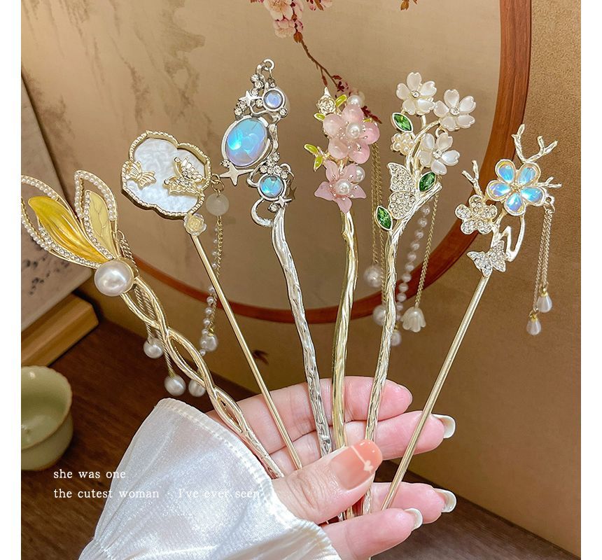 Rodiv - Bloemen acryl legering haarspeld (verschillende designs)