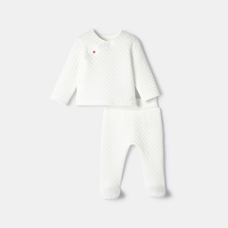 Ensemble en maille tubique blanc naissance Absorba Blanc