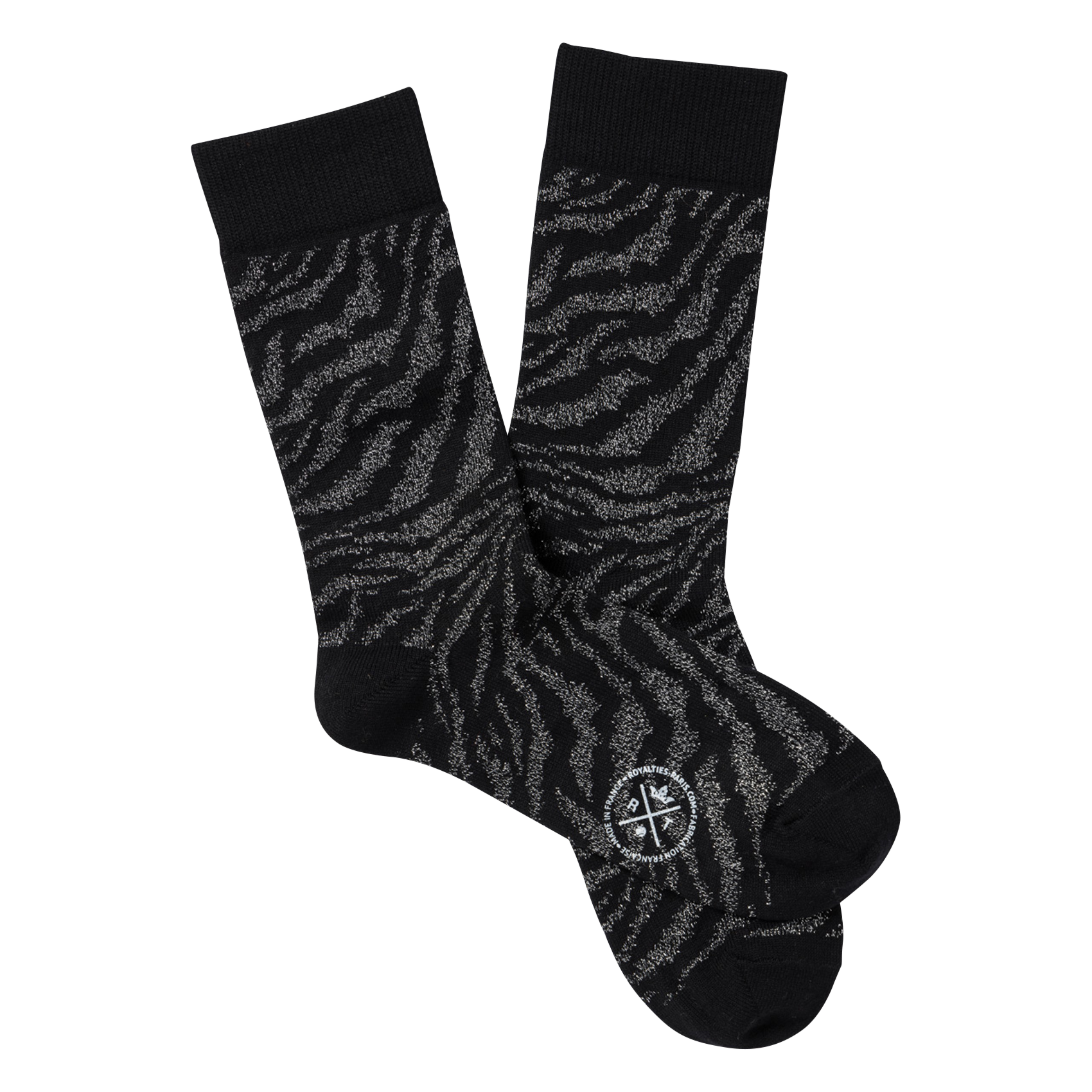AMELIA - Chaussettes à motif en coton mélangé | Noir