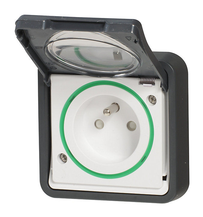 Prise encastrée avec terre étanche complète Schneider Electric Mureva Styl anthracite