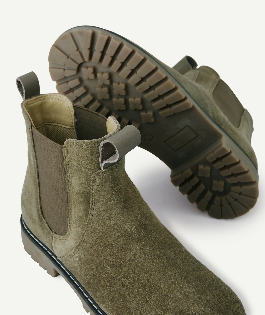 BOTTINES GARÇON EN CUIR KAKI