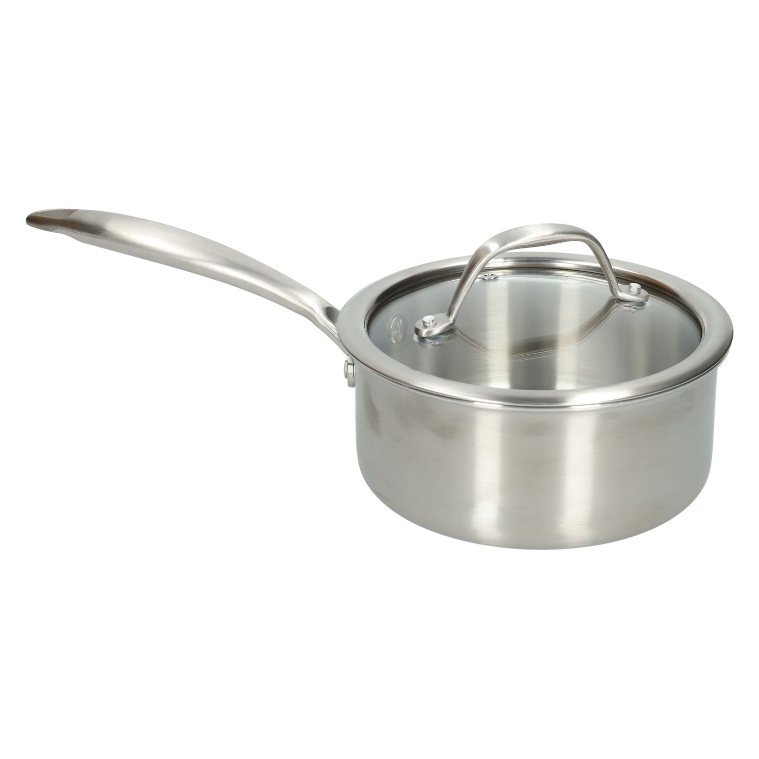 Steelpan met glazen deksel, 3-laags, rvs, 1,25 l, Ø16 cm