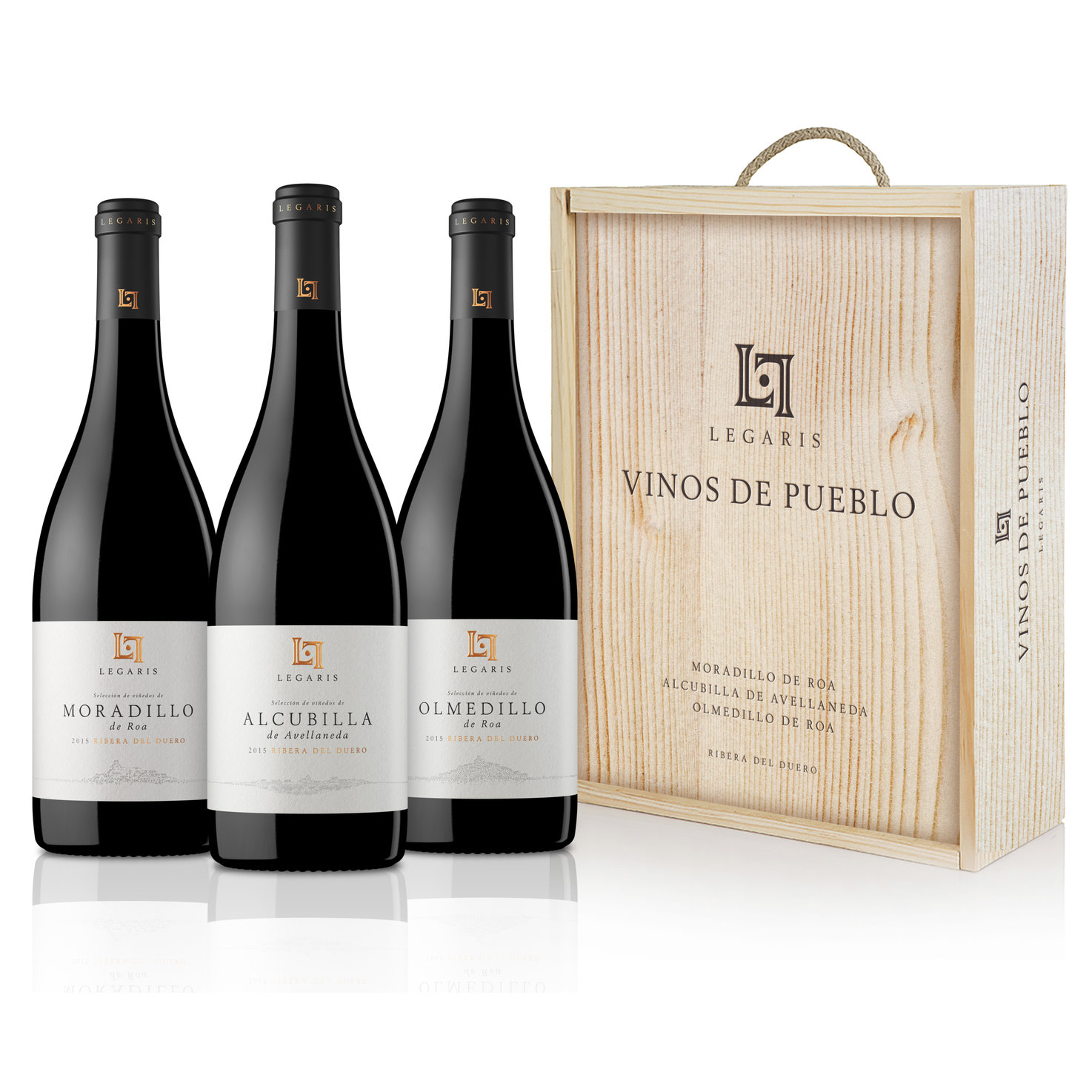 Geschenkbox 3x75cl Vinos de Pueblo Ribera del Duero DO Legaris -225cl