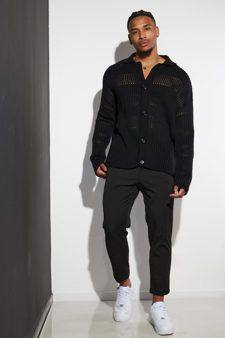 Gilet en maille ajourée noir