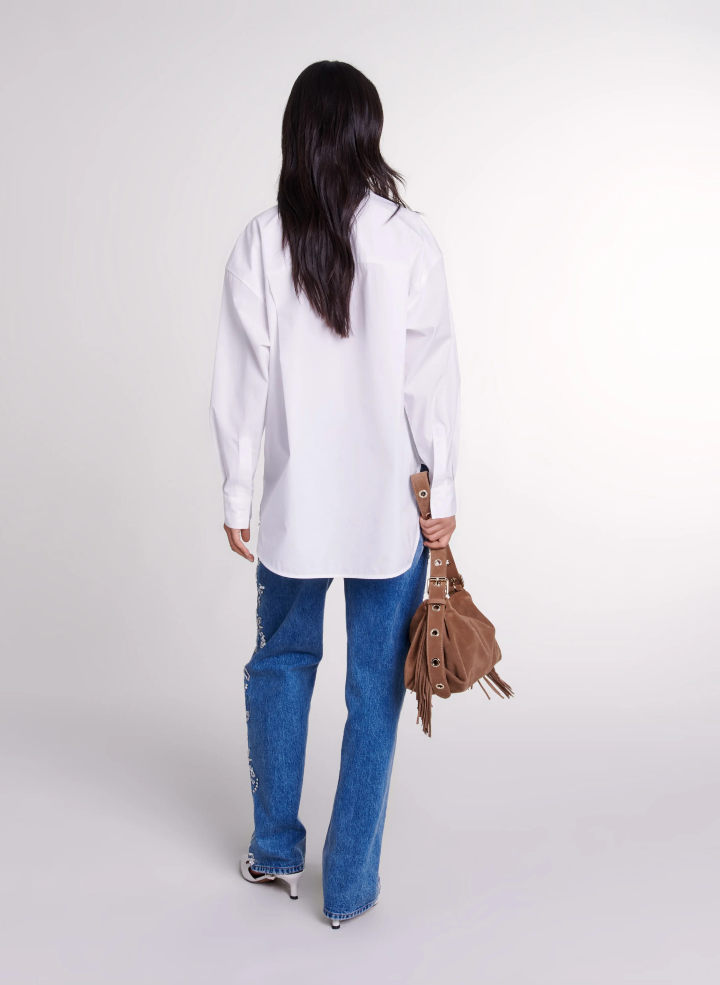 Chemise oversize col classique en coton | Blanc