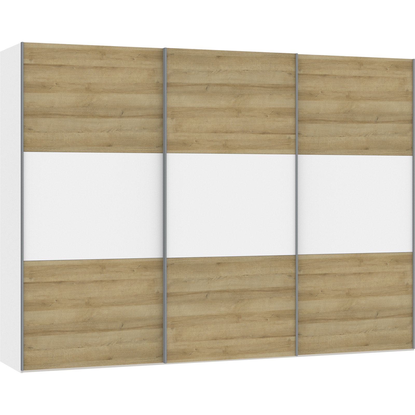 Schwebetürenschrank Schweizer 105 Eiche Natur weiss 253 x 215 x 65 cm, 253 cm