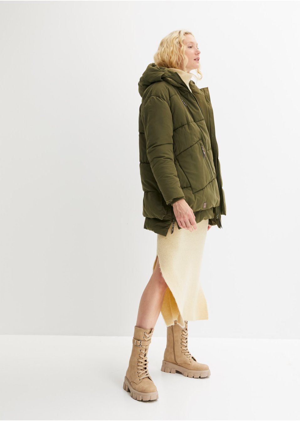Veste d'hiver oversized avec capuche en polyester recyclé