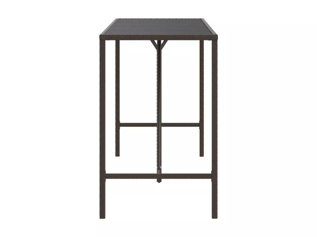 Prolenta Premium - Table de bar et dessus en verre marron 180x70x110 cm poly rotin