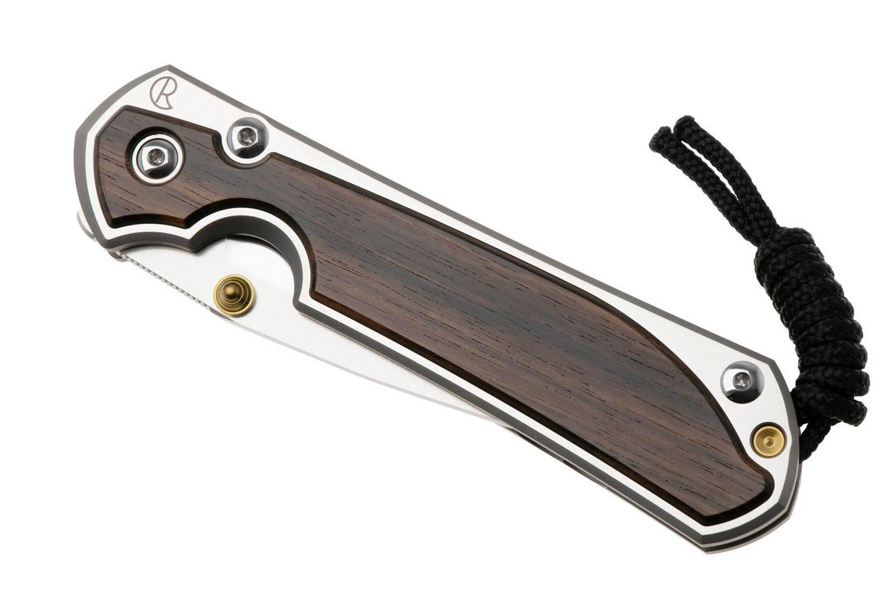 Chris Reeve Large Sebenza 31 L31-1636 Drop Point CPM MagnaCut, Polished Titanium, Macassar Ebony Inlay, zakmes