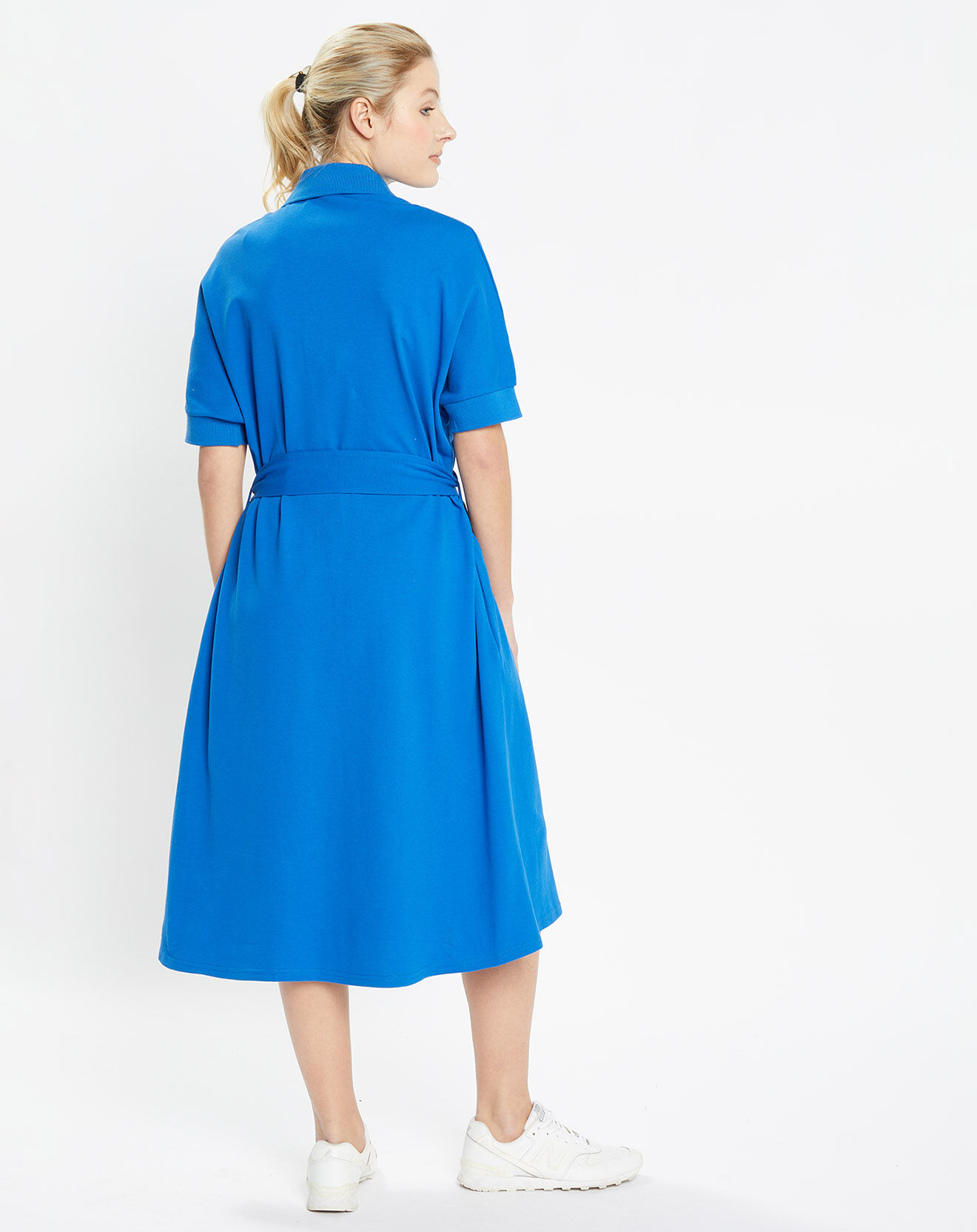 Jodhpur Robe mi-longue en Coton piqué Arias évasée bleu électrique