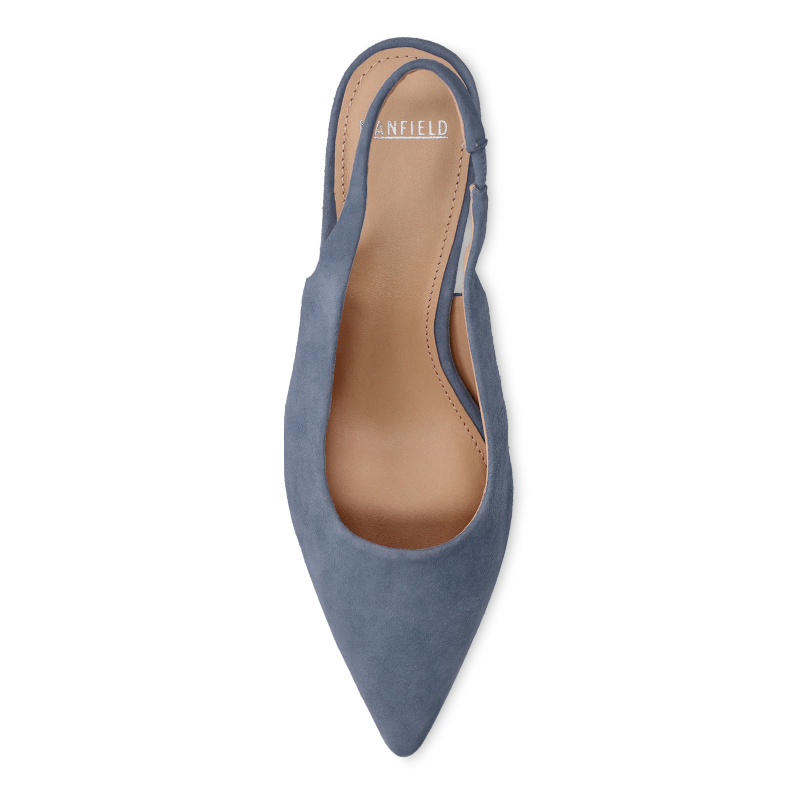 Blauwe suède slingbacks