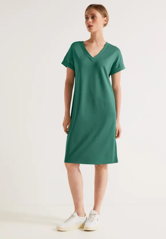 Jersey Kleid in Unifarbe - lagoon green