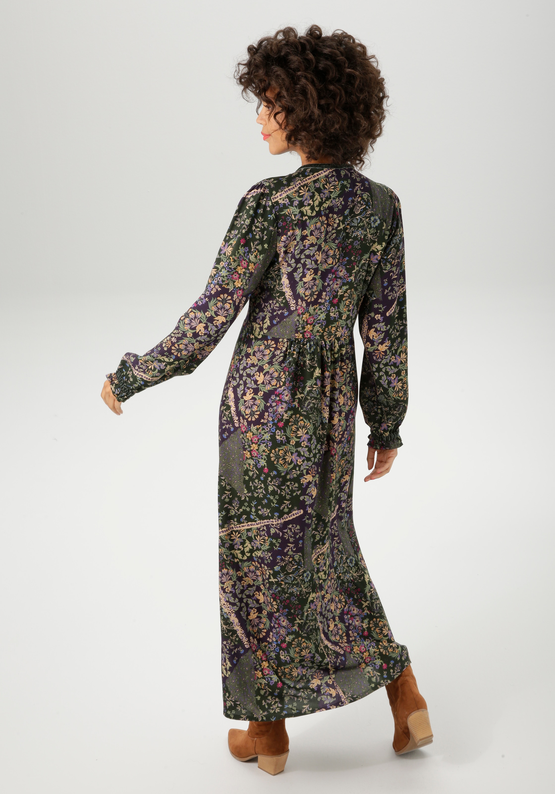 Aniston CASUAL Maxikleid mit fantasievollem Blumendruck- jedes Teil ein Unikat- NEUE KOLLEKTION