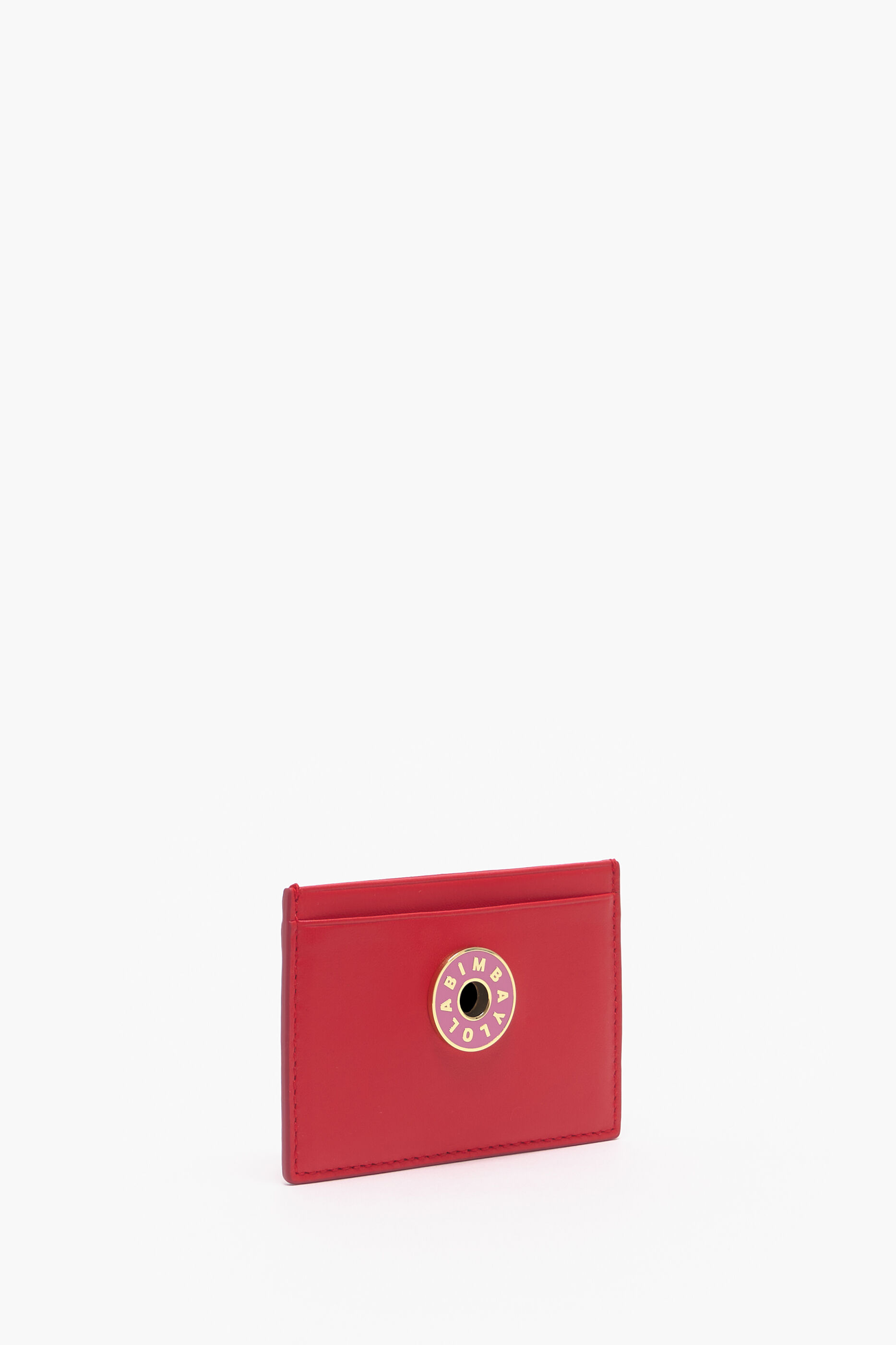 Porta-cartões em couro vermelho