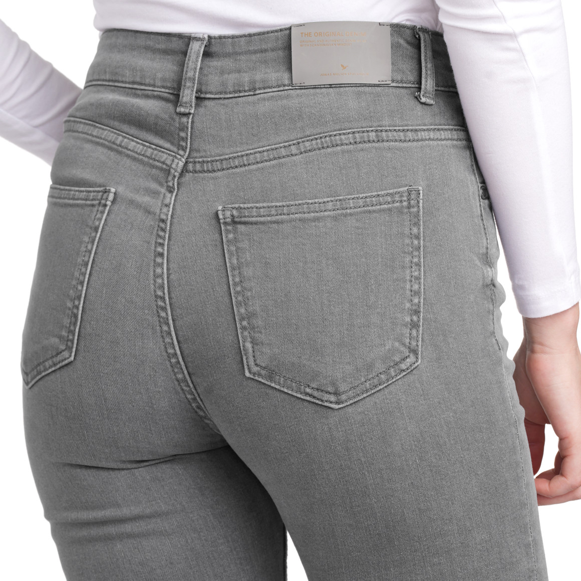 Jonas Nielsen Damen Skinny Jeans mit Used-Waschung hellgrau