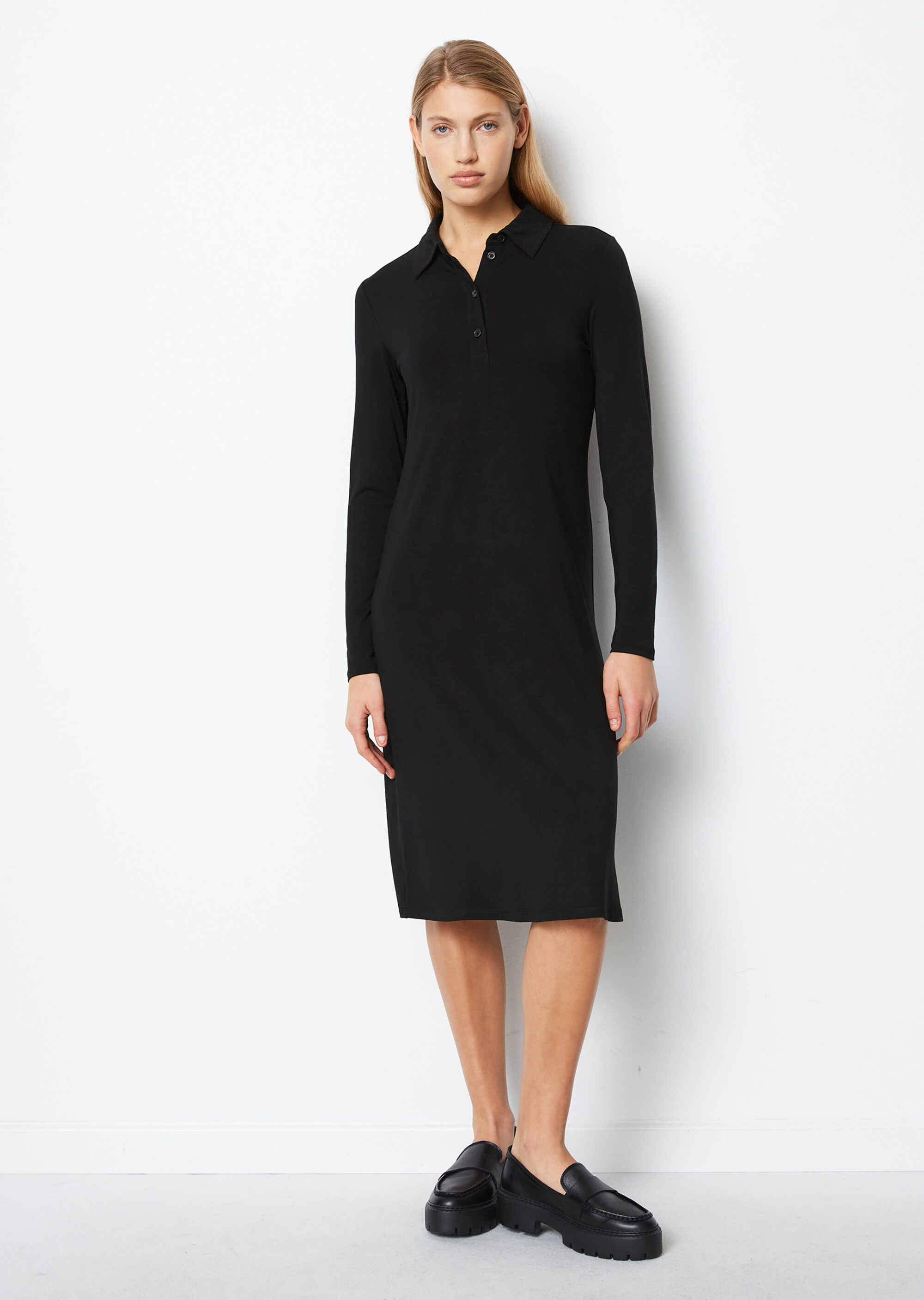Polo-Jerseykleid regularaus Viskose-Modal-Mix