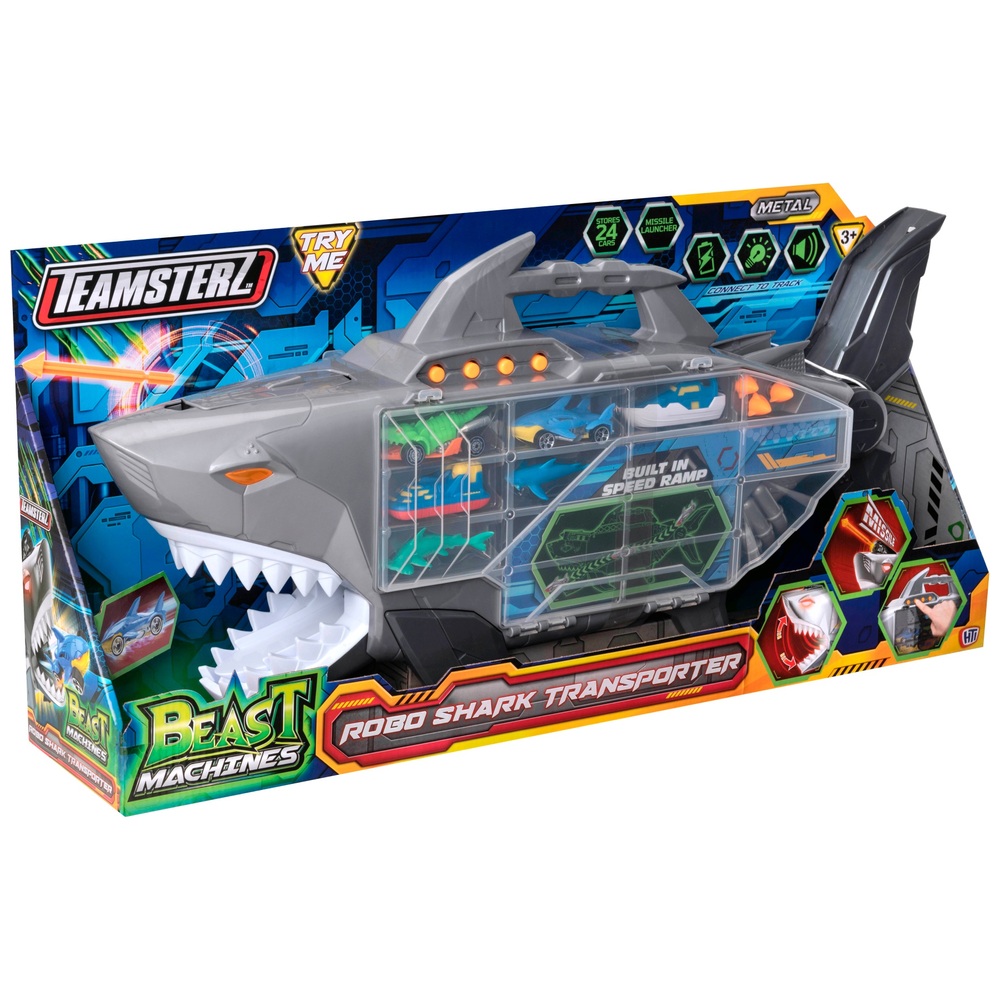 Teamsterz Beast Machines Hai-Transporter mit Fahrzeugen