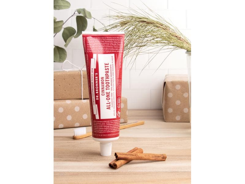 Dr.Bronner's Zahnpasta All-One Zimt 140 g Natürliche und fluorfreie Zahnpasta für strahlend weisse Zähne