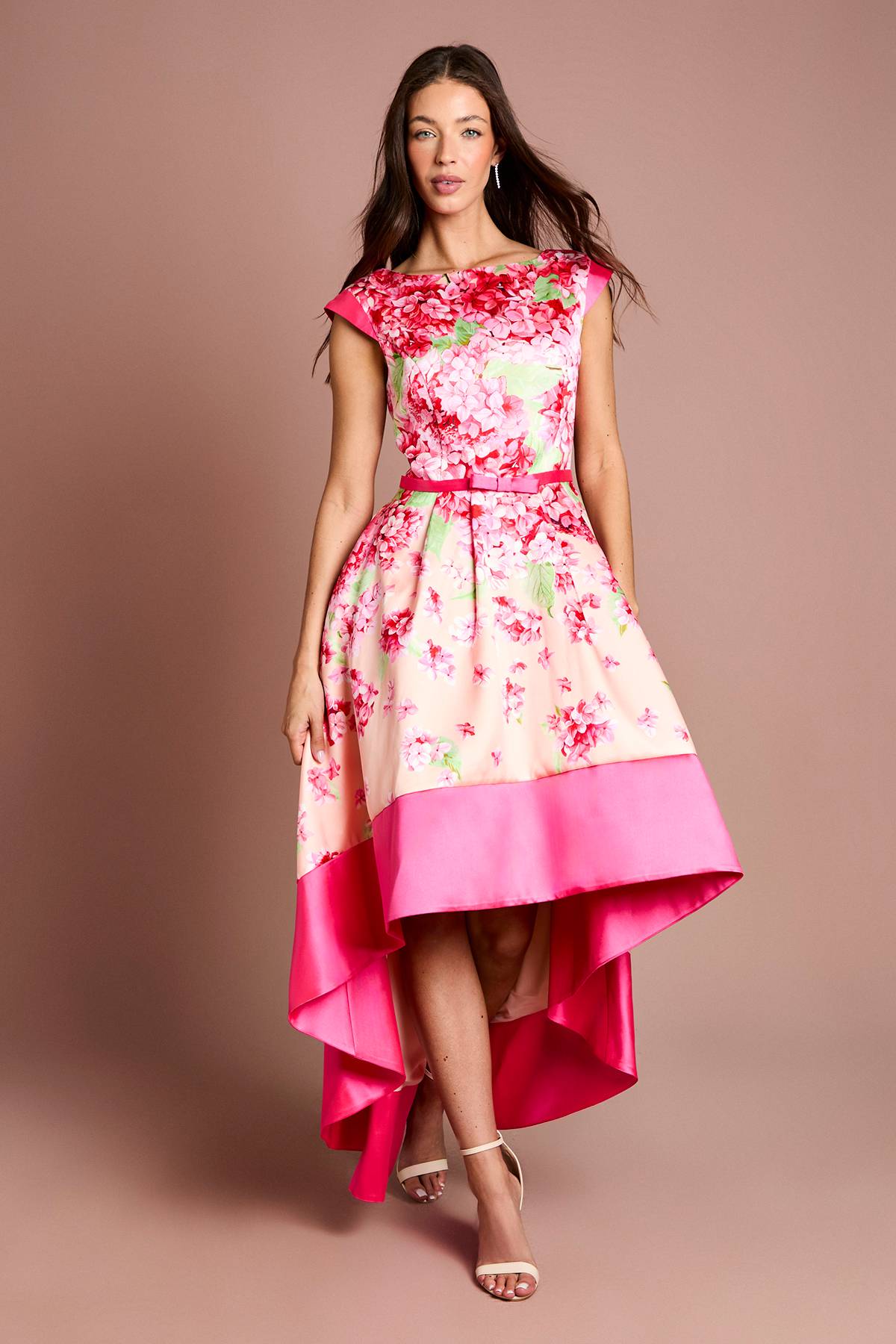 Coast Robe Mi-Longue Imprimé Floral en Sergé Asymétrique