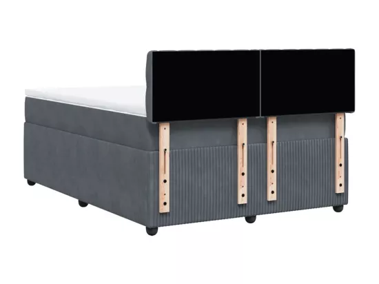 Sommier à lattes de lit et matelas Gris foncé 140x190cm Velours