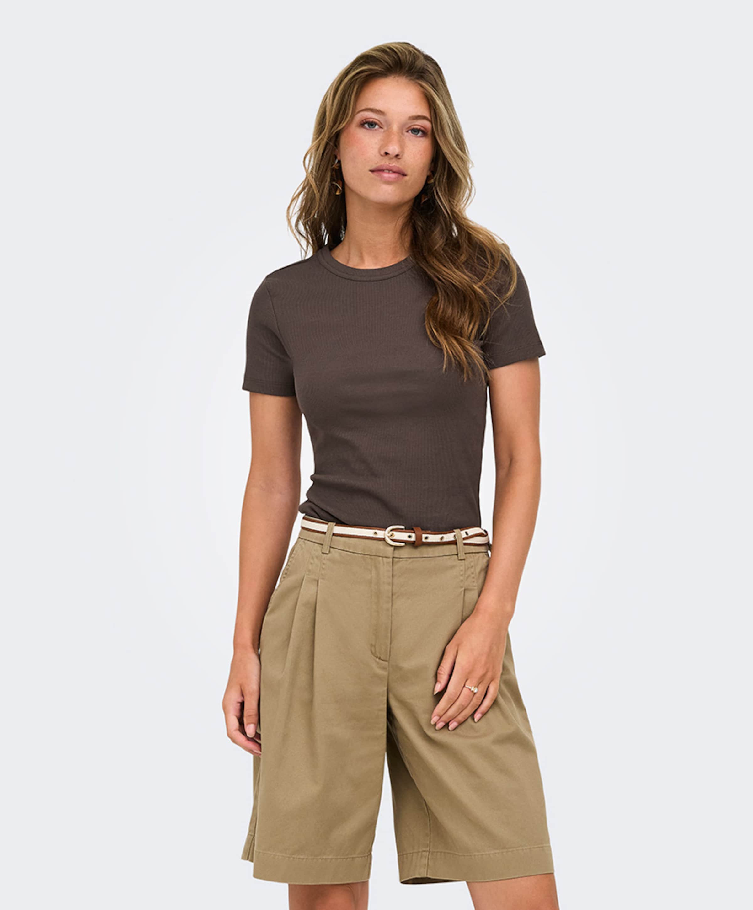 Only Dames T-shirt bruin