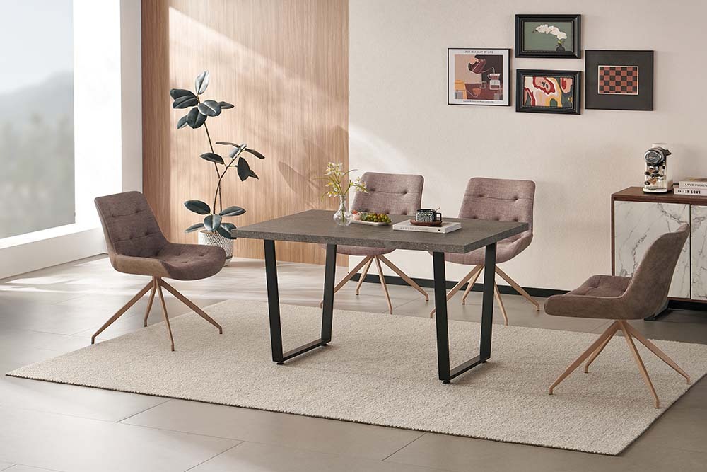 Moderner Esstisch LOFT 120cm grau Beton-Design schwarze Metallbeine Kufengestell
