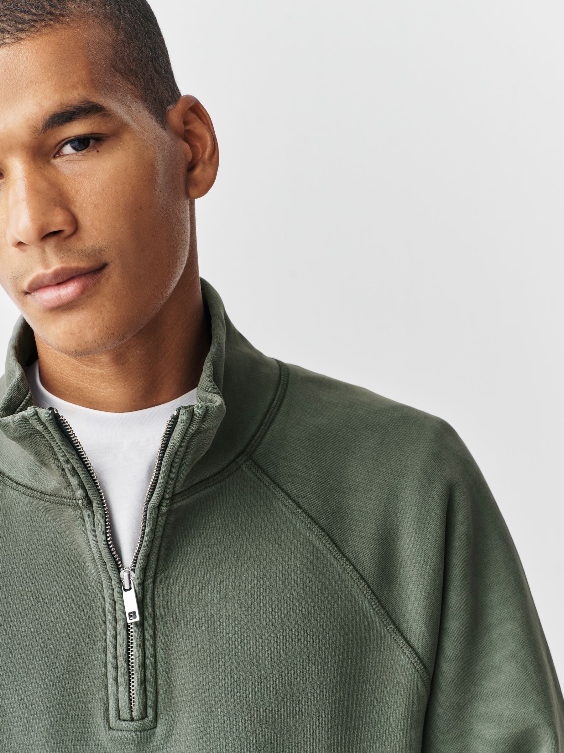 Grijs-groen - Heavyweight Washed Quarter Zip Sweatshirt