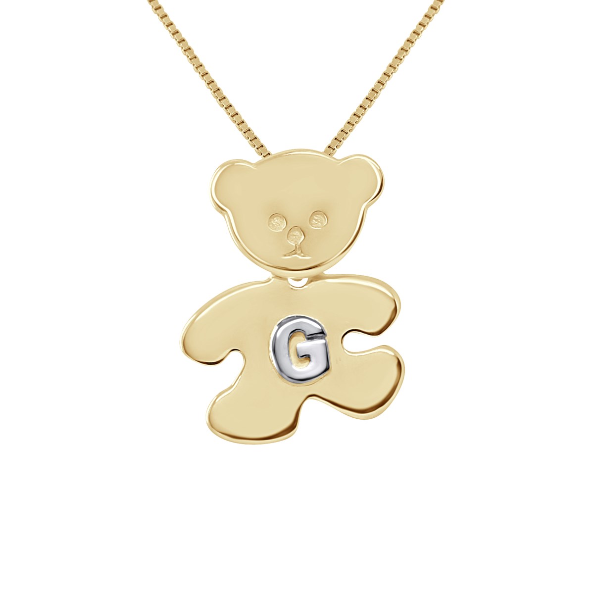 Pendentif OURSON plaqué Or Jaune - Lettre G Argent