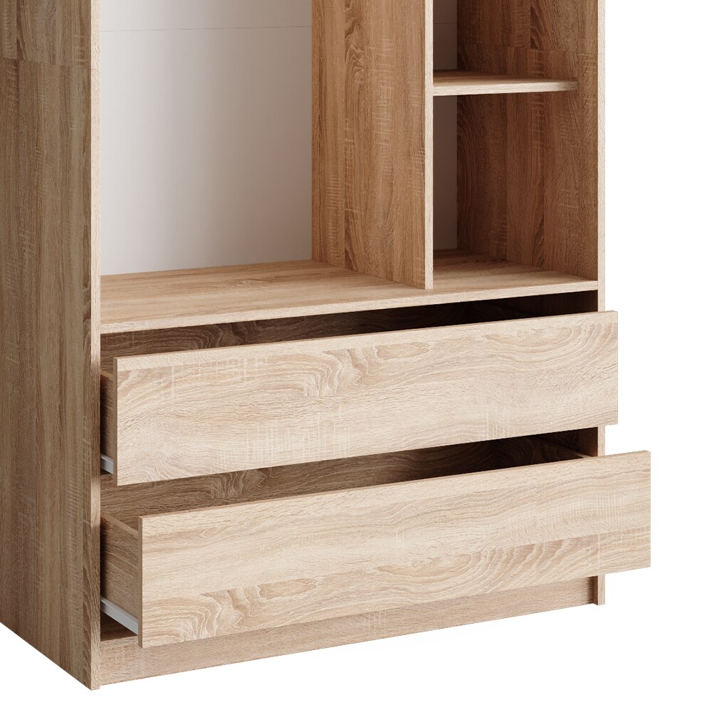 Vicco Kleiderschrank Elmo Eiche 100 x 200 cm mit 2 Schubladen