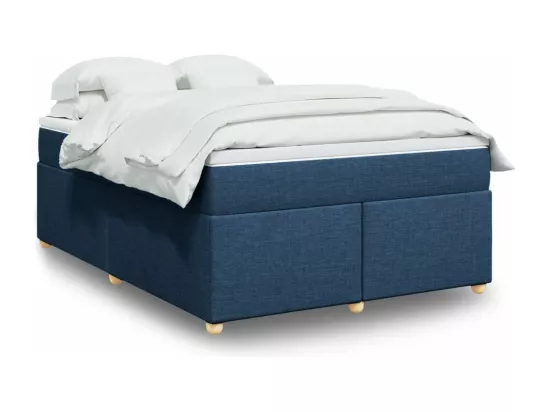 Sommier à lattes de lit avec matelas Bleu 160x200 cm Tissu