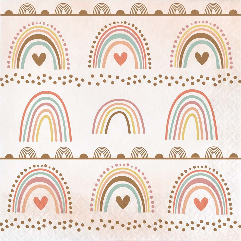 Servetten Regenboog Hartjes 16st