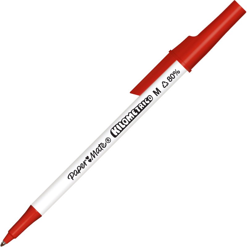 Stylo bille Papermate Kilometrico à capuchon pointe 1 mm - écriture moyenne - Pochette de 8 couleurs assorties