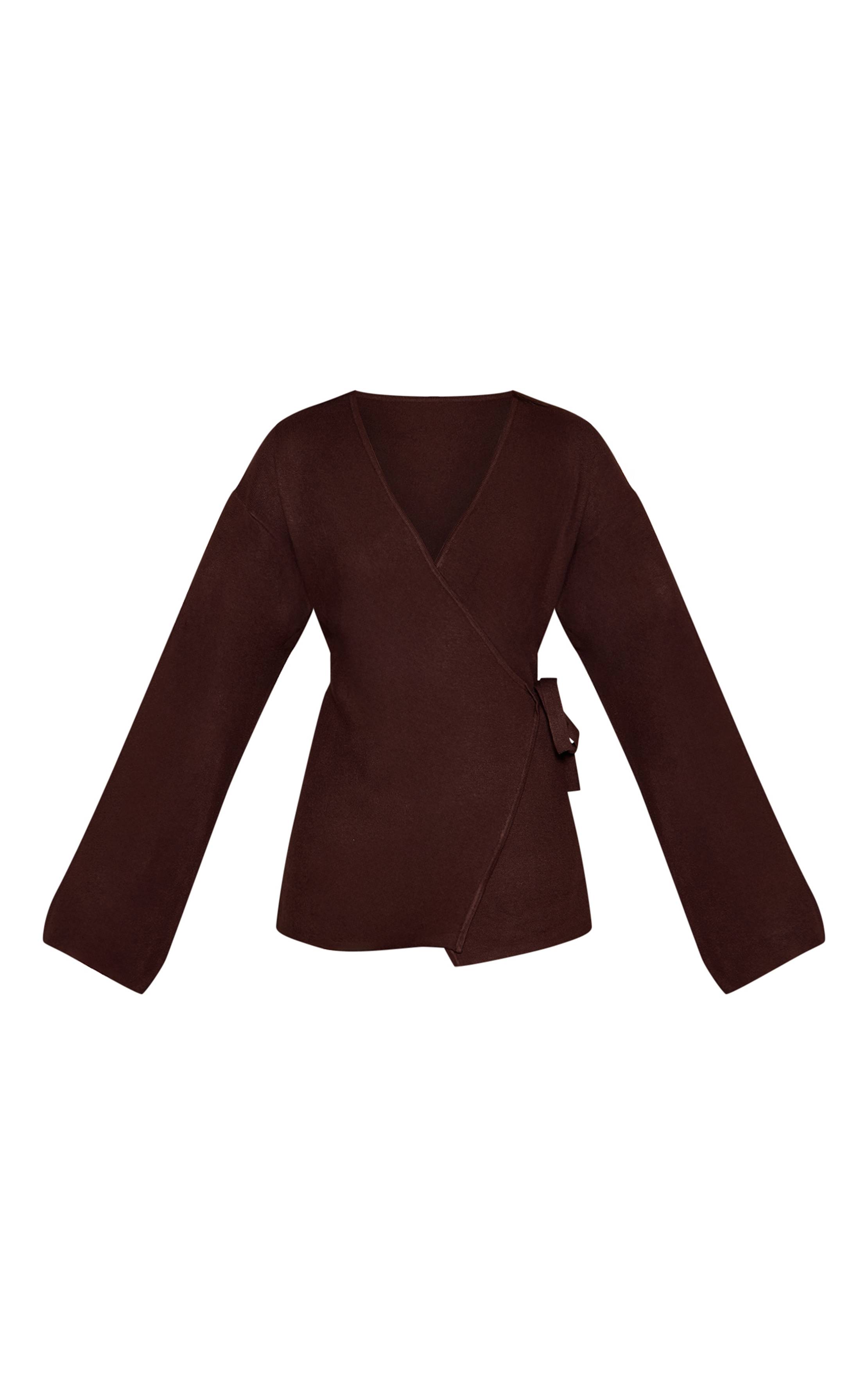 Chocolat Cardigan Cache-cœur À Manches Longues