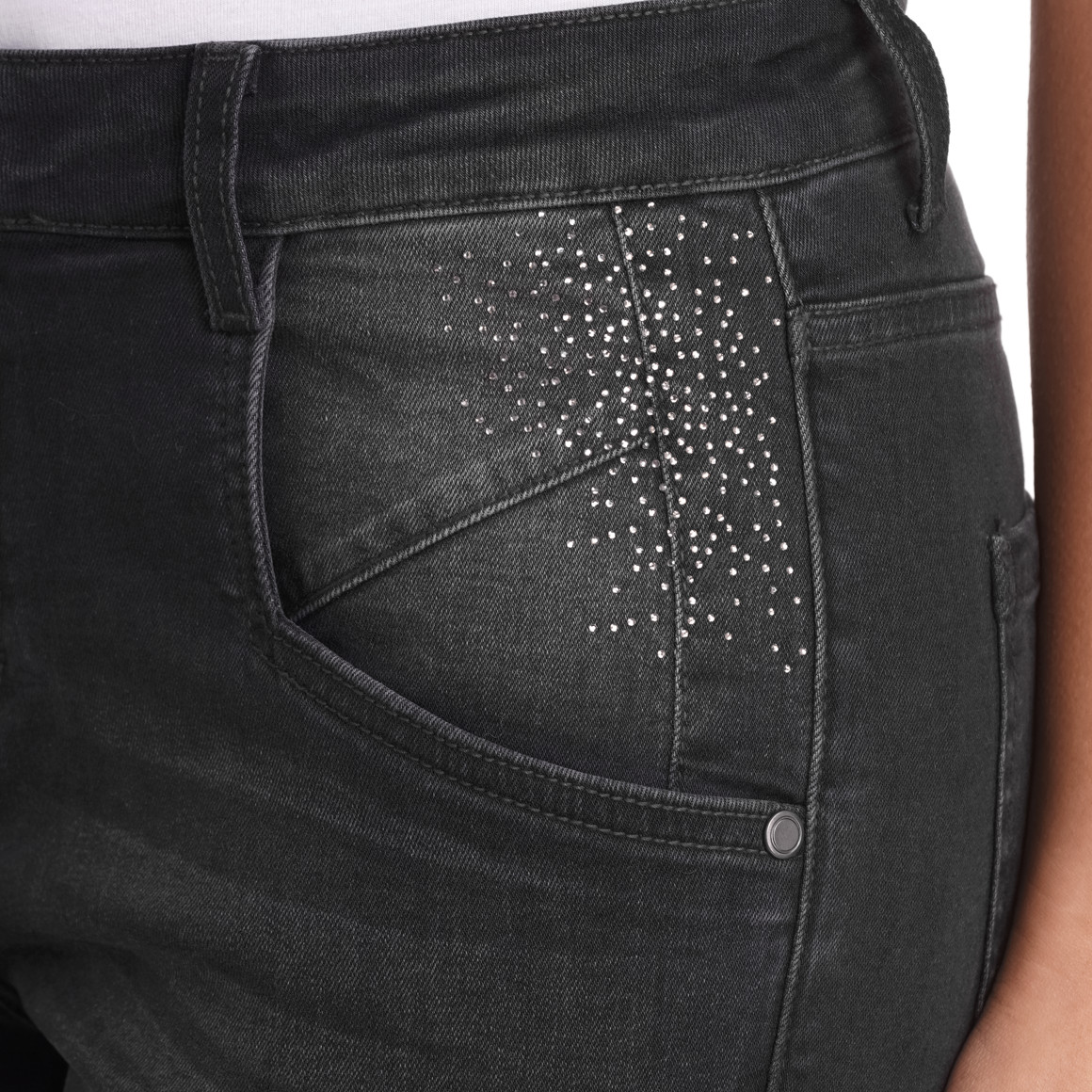 Gina Benotti Damen Slim-Jeans mit Used-Waschung schwarz