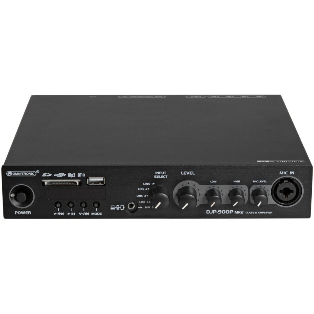 Omnitronic DJP-900P MK2 klasse-D versterker met Bluetooth & mediaspeler
