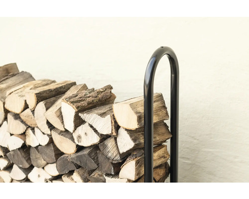 ShelterLogic stalen brandhoutstapelhulp inclusief afdekking, 244 x 25 x 118 cm, zwart
