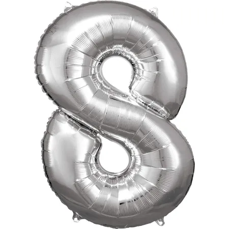 amscan Folienballon Zahl 8 silber