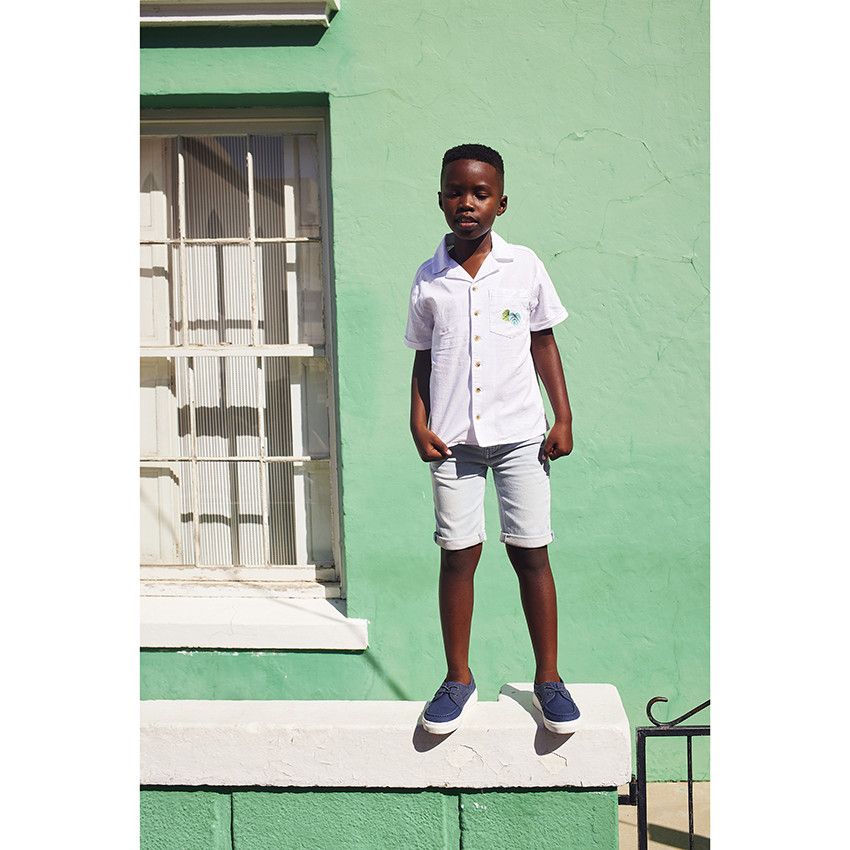 Bermuda effet jean avec ceinture amovible pour garçon - Bleu