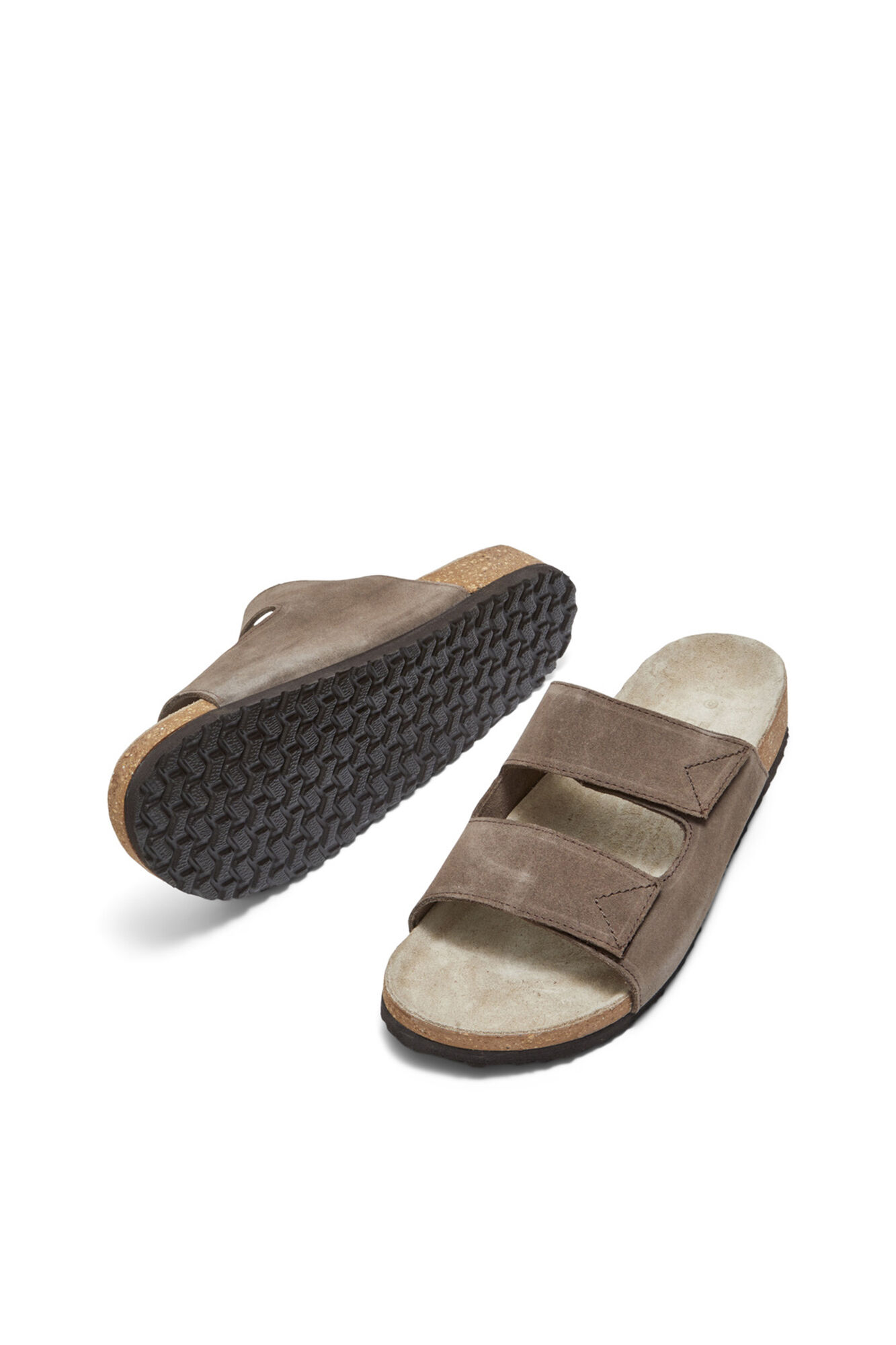 Sandalias de ante 100% vacuno ajustáveis - Marrón
