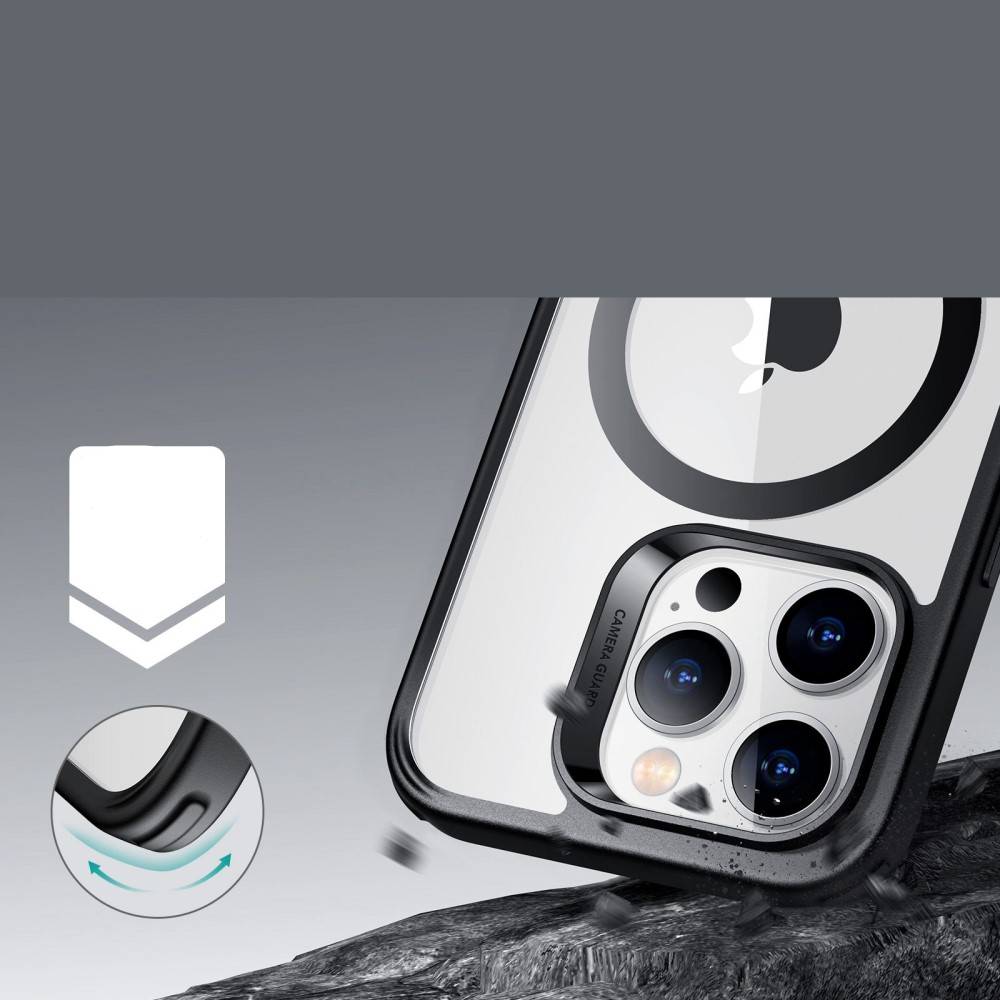 iPhone 14 Pro Classic Series MagSafe Hybrid Hülle TPU Bumper Acryl Rückseite   Air Cushion Fallschutz - Transparent