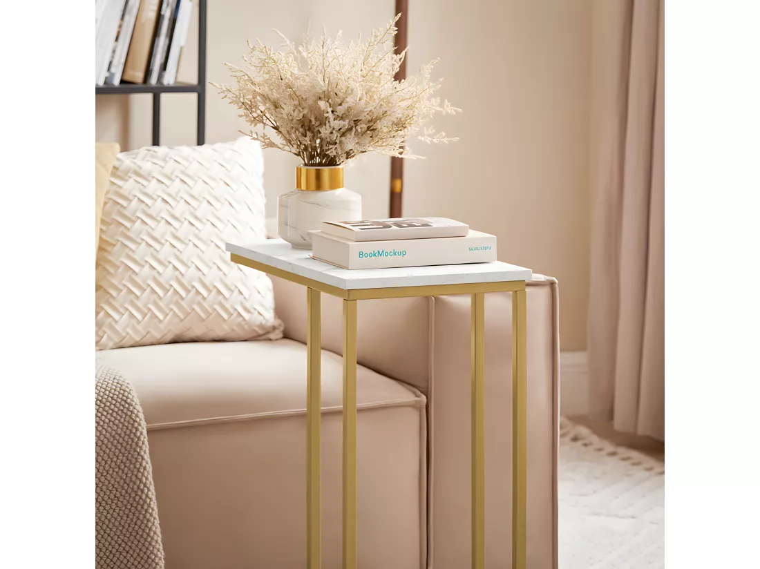 Table D’appoint Moderne Bout De Canapé À Café Table De Chevet Effet Marbre,fbt87-g